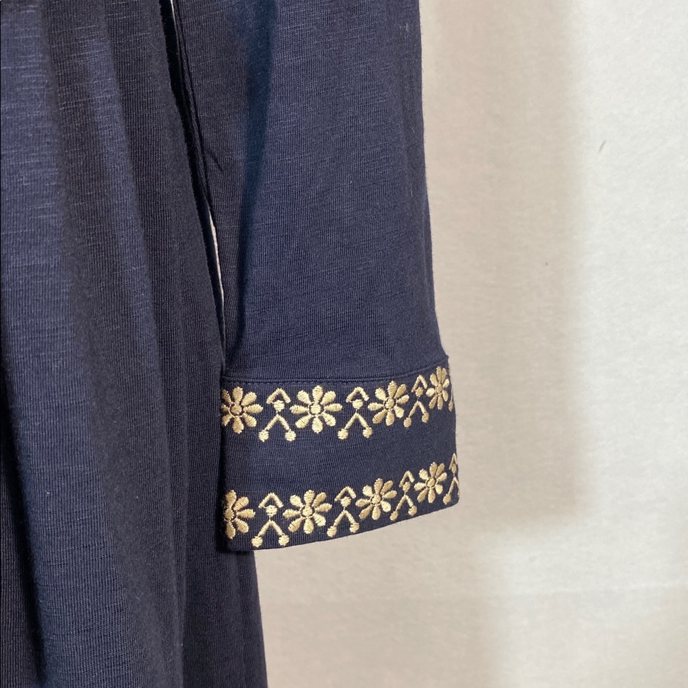Boden Edwina Jersey Shirt Dress in Navy Blue with Embroidery size 12P - Picture 10 of 14